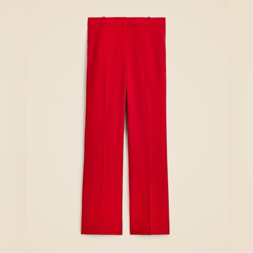 NWT J. Crew Wool Pant Trouser Red Italian Stretch Kaya Stretch Winter Holiday - Picture 16 of 16